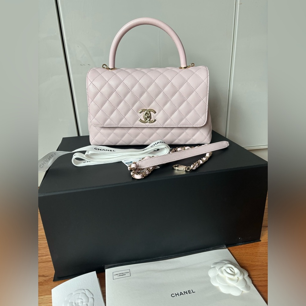 Chanel Caviar Quilted Coco Handle Light Pink